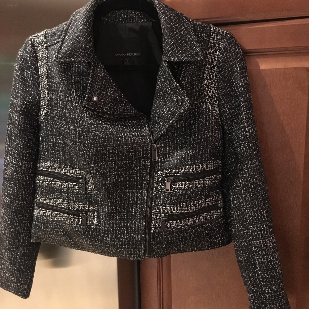 Banana Republic tweed Moto jacket size 6P nwot